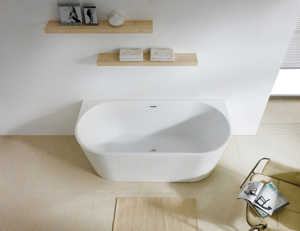 Elivia Gloss White Back-To-Wall Bathtub