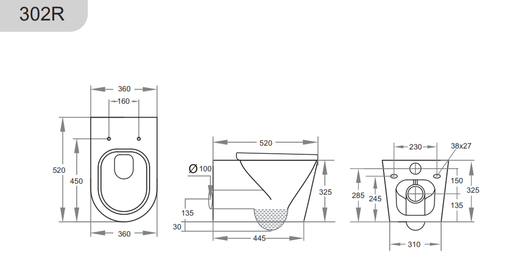 Avis Rimless Wall Hung Pan