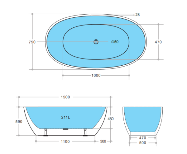 Stella Freestanding Non-Overflow Bathtub