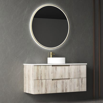 Tuscana Oak Fluted Wall-Hung Vanity