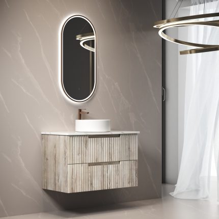 Tuscana Oak Fluted Wall-Hung Vanity